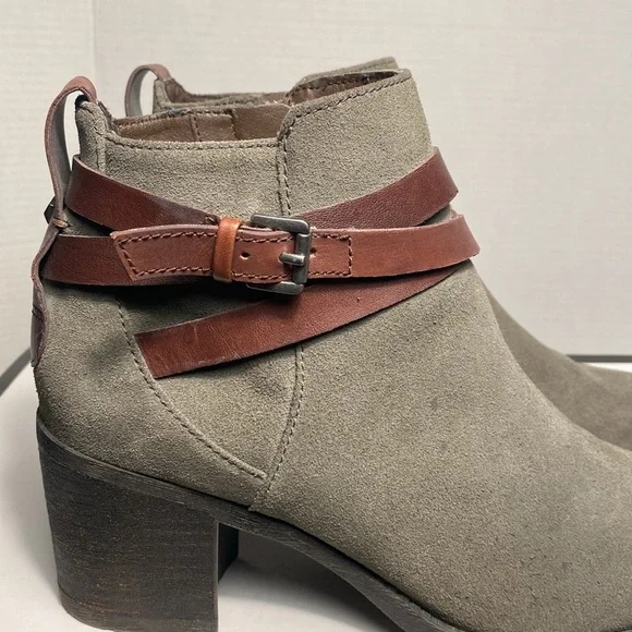 Sam Edelman Hannah Gray Suede Ankle Boots with Brown Double Belt – Size 9.5 - Picture 7 of 9